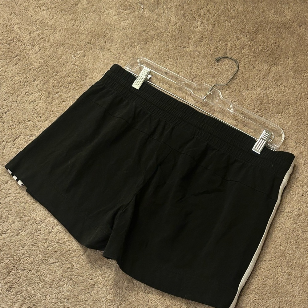 Adidas Women's Black Athletic Shorts with White Stripes - Picture 2 of 3